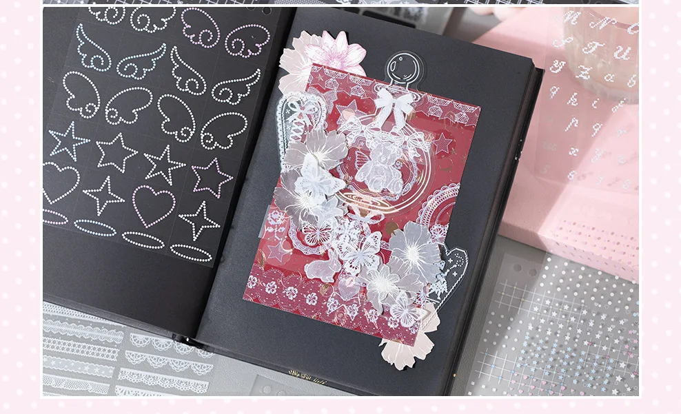 20pcs Vintage Lace Die Cut Sticker Set, Japanese Style Aesthetic Scrapbooking Stickers, Creative Journal Decoration Supplies