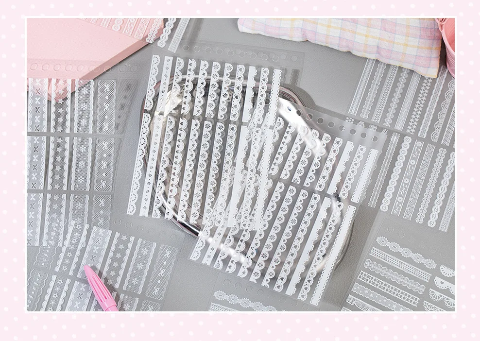 20pcs Vintage Lace Die Cut Sticker Set, Japanese Style Aesthetic Scrapbooking Stickers, Creative Journal Decoration Supplies