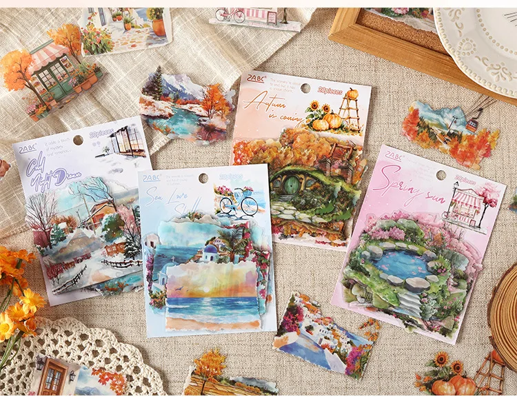 20pcs Kawaii Stationery Stickers Four Seasons Chord Song DIY Craft Scrapbooking Album Junk Journal Happy Planner Diary