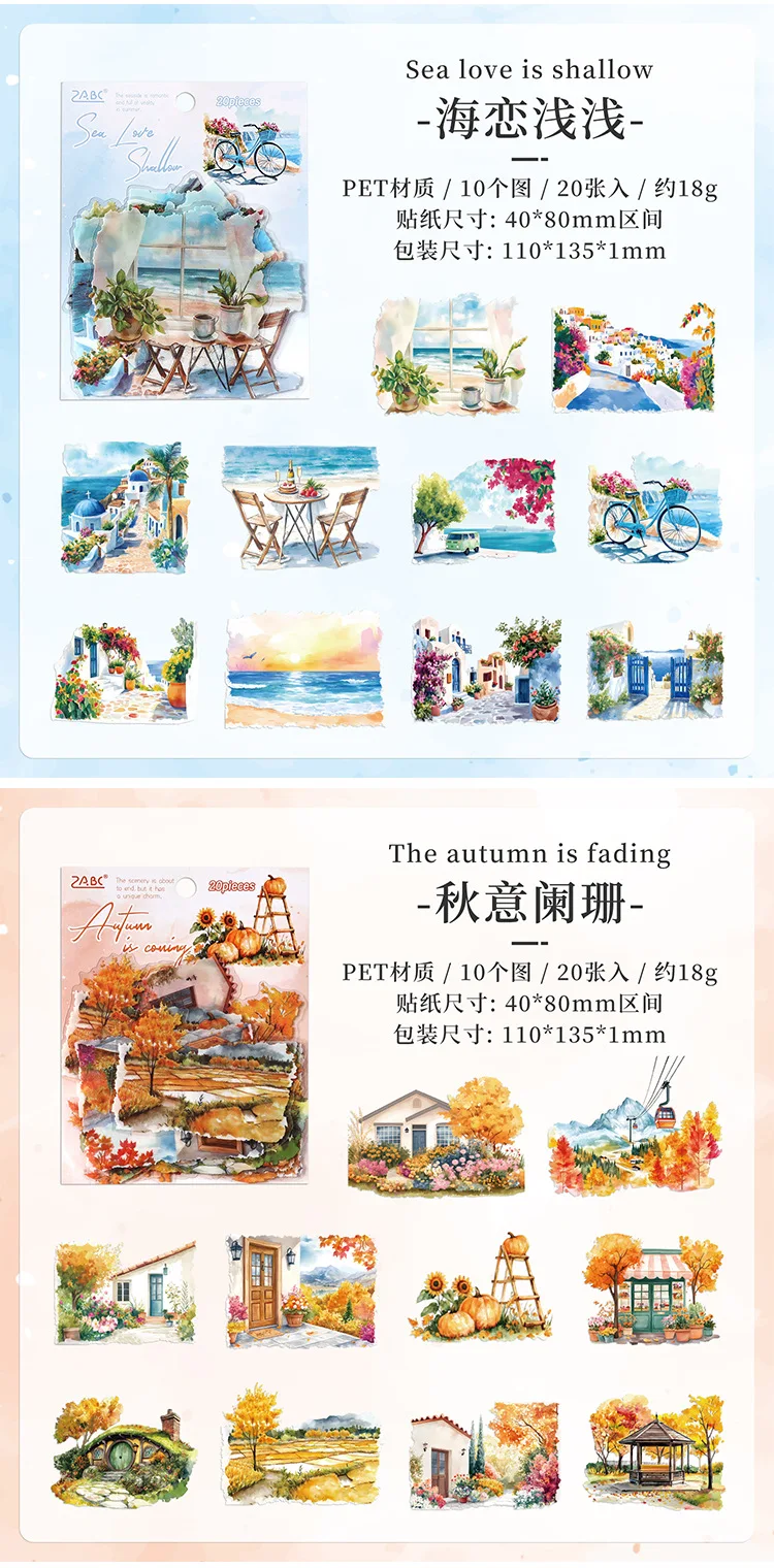 20pcs Kawaii Stationery Stickers Four Seasons Chord Song DIY Craft Scrapbooking Album Junk Journal Happy Planner Diary