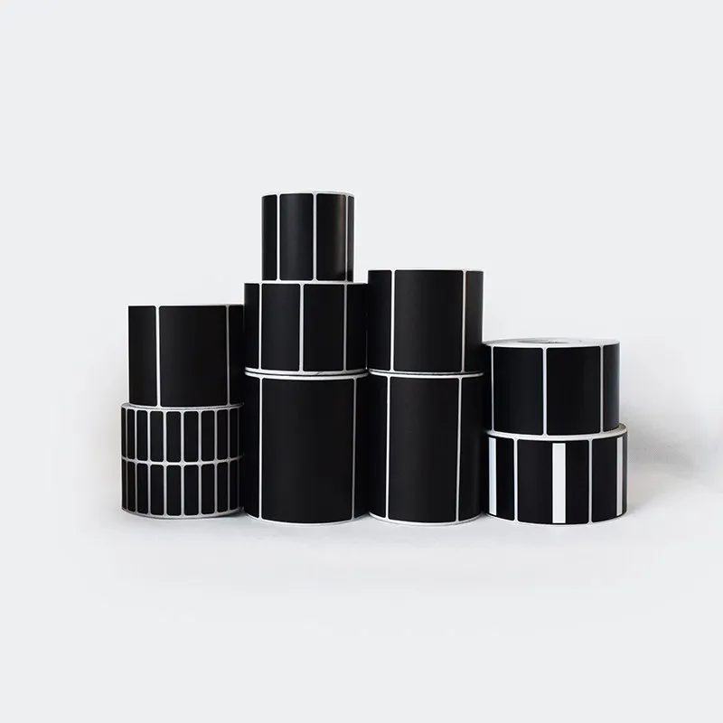 Black Thermal Transfer Label Blank Coated Paper Barcode Adhesive Sticker Waterproof Oil-proof Sticker Label with Belt