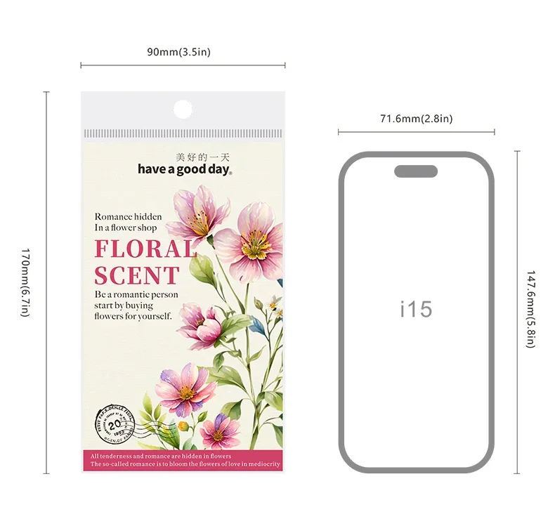 JIANWU 20 Sheets Floral Scent Series Vintage Flower Landscaping Material Collage PET Sticker Creative DIY Journal Stationery
