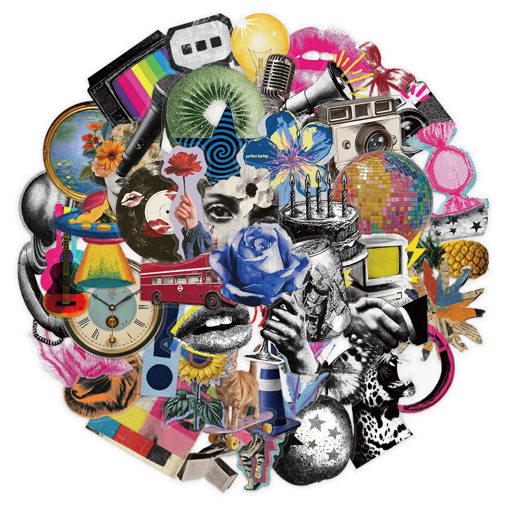 10/30/50pcs Retro Millennium Pop Art Stickers Ins Style Aesthetic Sticker DIY Suitcase Phone Notebook Cartoon Transparent Decals