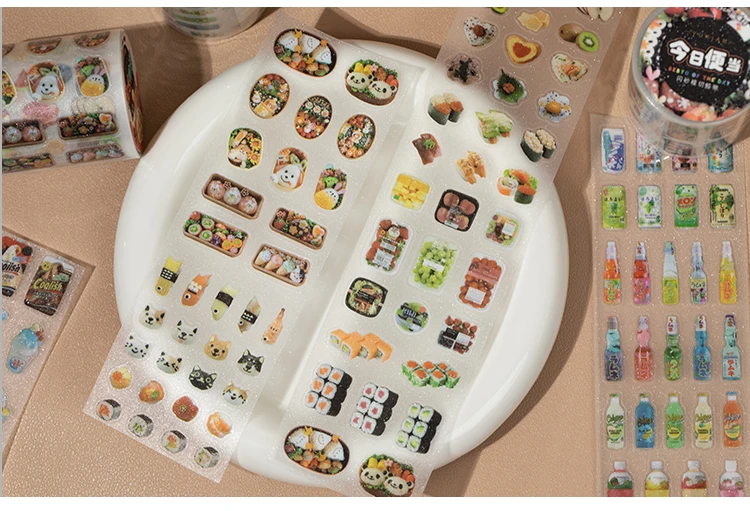 5cm * 200cm/roll Japanese cuisine series flash sand die-cutting PET tape DIY handmade materials scrapbook aesthetic stationery