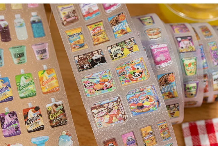 5cm * 200cm/roll Japanese cuisine series flash sand die-cutting PET tape DIY handmade materials scrapbook aesthetic stationery