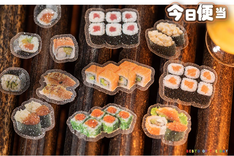 5cm * 200cm/roll Japanese cuisine series flash sand die-cutting PET tape DIY handmade materials scrapbook aesthetic stationery