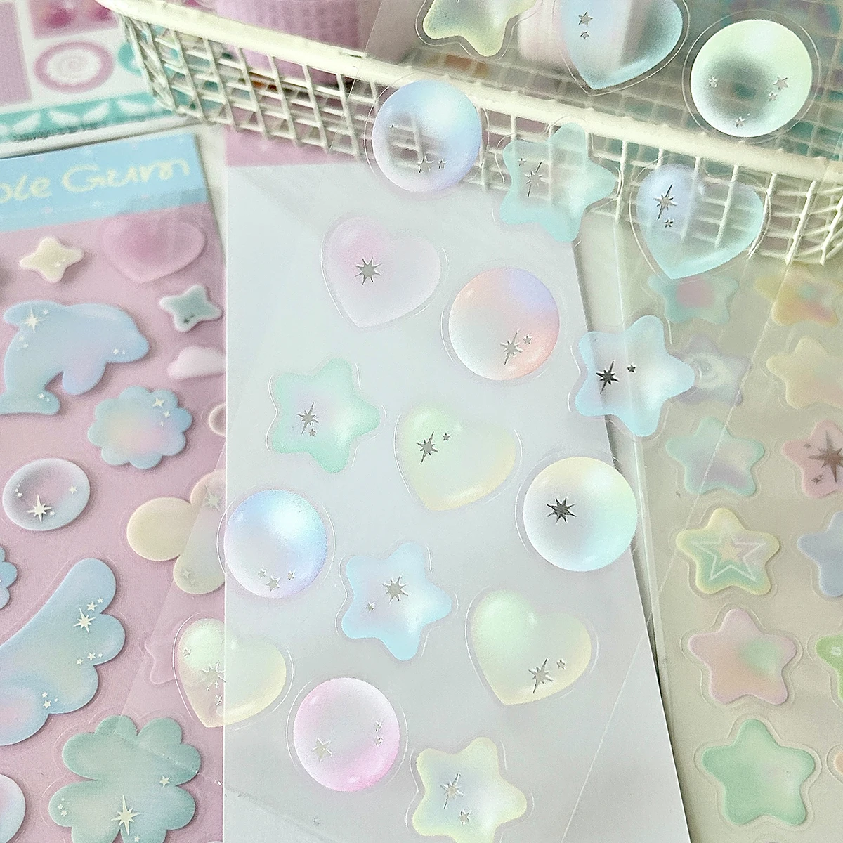 WAKAWAKA Hot Silver Bubble Stickers Scrapbook Stickers Cute Guka Card Decor Deco Stickers Journal Embellishments