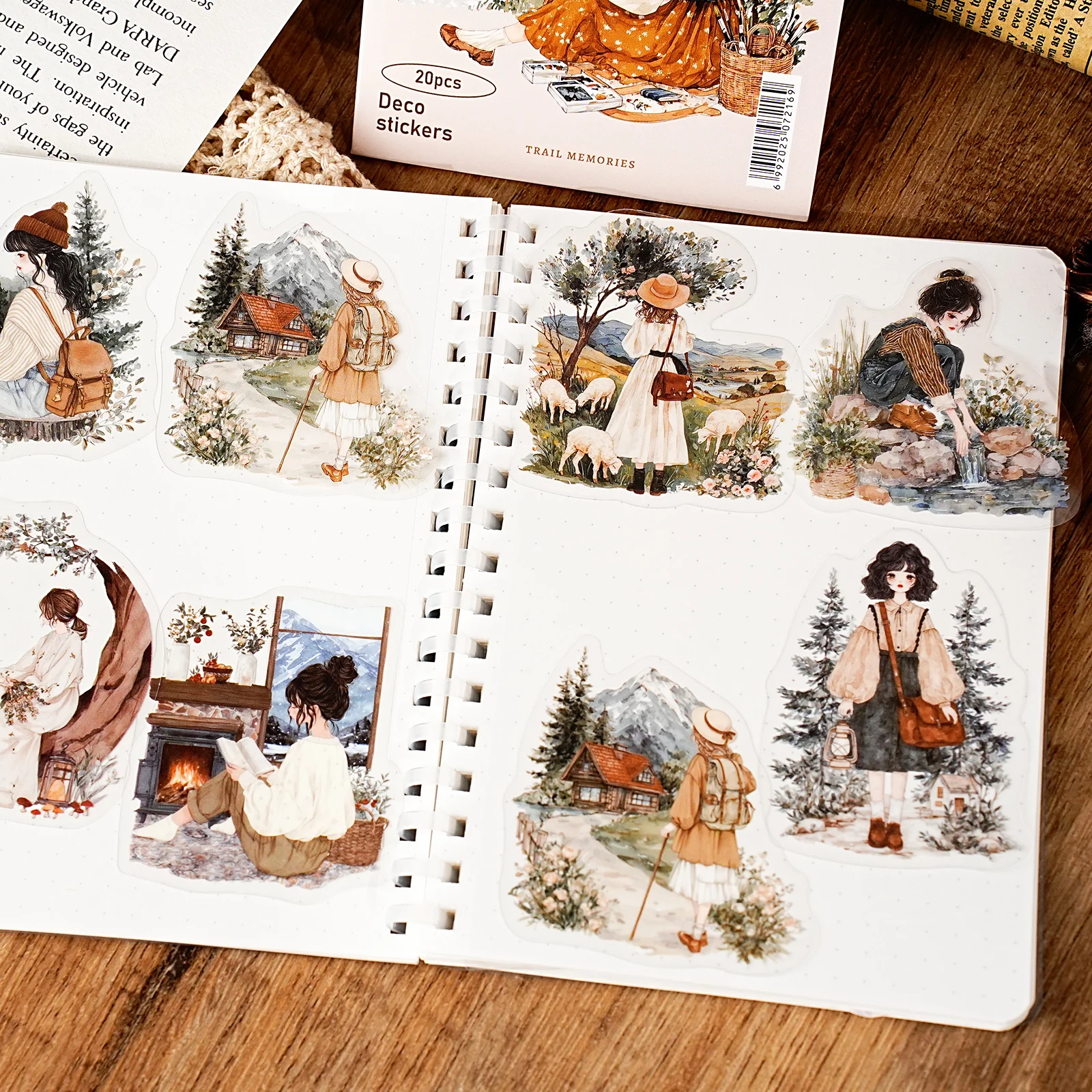 15Pcs Year of the Rabbit Chang'An Series Leisurely Girl Pattern Pet Decorative Stickers for Albums, Phone Cases, Laptops, Handmade Scrapbooks, Children's Stickers, Student Stationery, Small Gifts, Girl Stickers