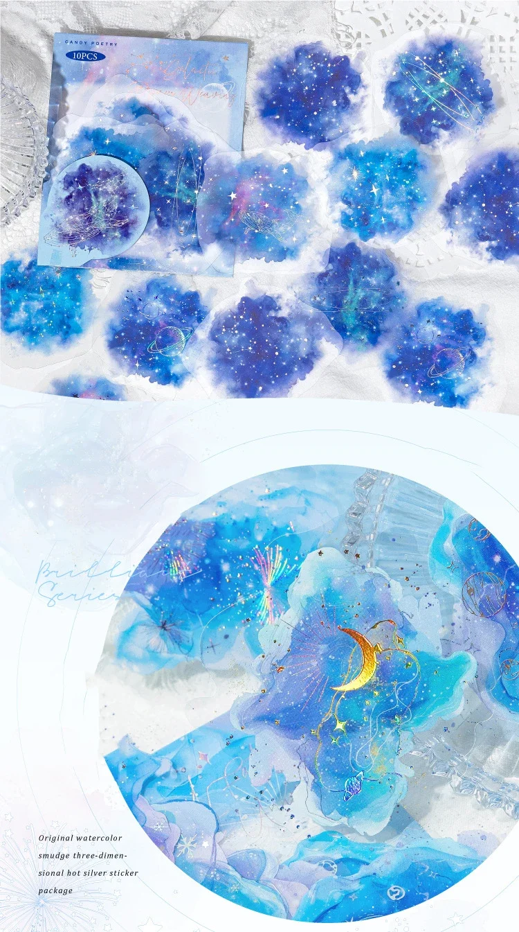 JIANWU Brilliant Series Literary Flower Watercolor Smudge Material Collage PET Sticker Creative DIY Journal Stationery