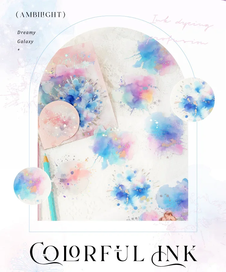 JIANWU Brilliant Series Literary Flower Watercolor Smudge Material Collage PET Sticker Creative DIY Journal Stationery