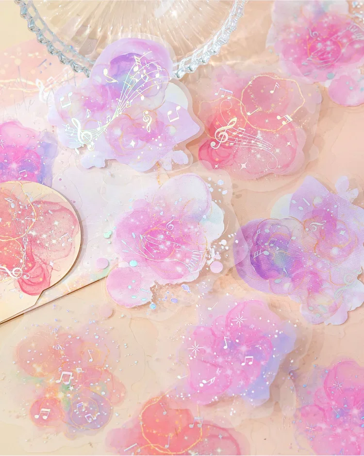 JIANWU Brilliant Series Literary Flower Watercolor Smudge Material Collage PET Sticker Creative DIY Journal Stationery