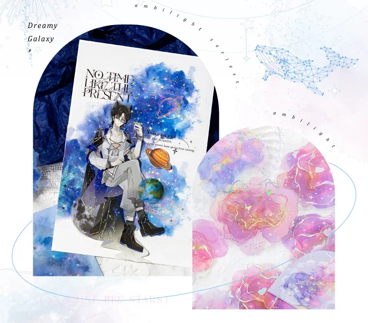 JIANWU Brilliant Series Literary Flower Watercolor Smudge Material Collage PET Sticker Creative DIY Journal Stationery