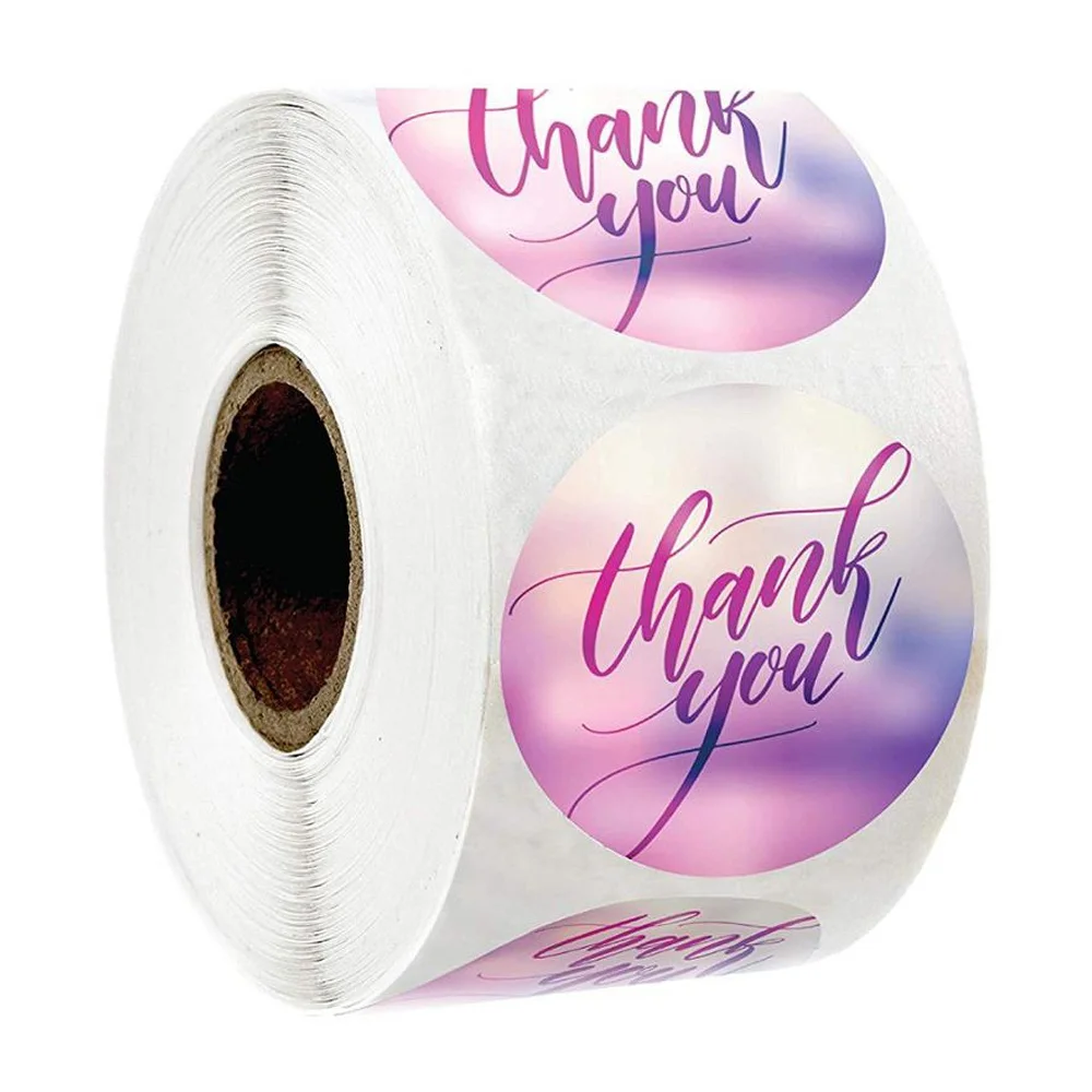 100-500PCS 1inch Round Flower Thank You Stickers Seal Labels for Gift Packaging Decoration Stationery Sticker Custom Labels