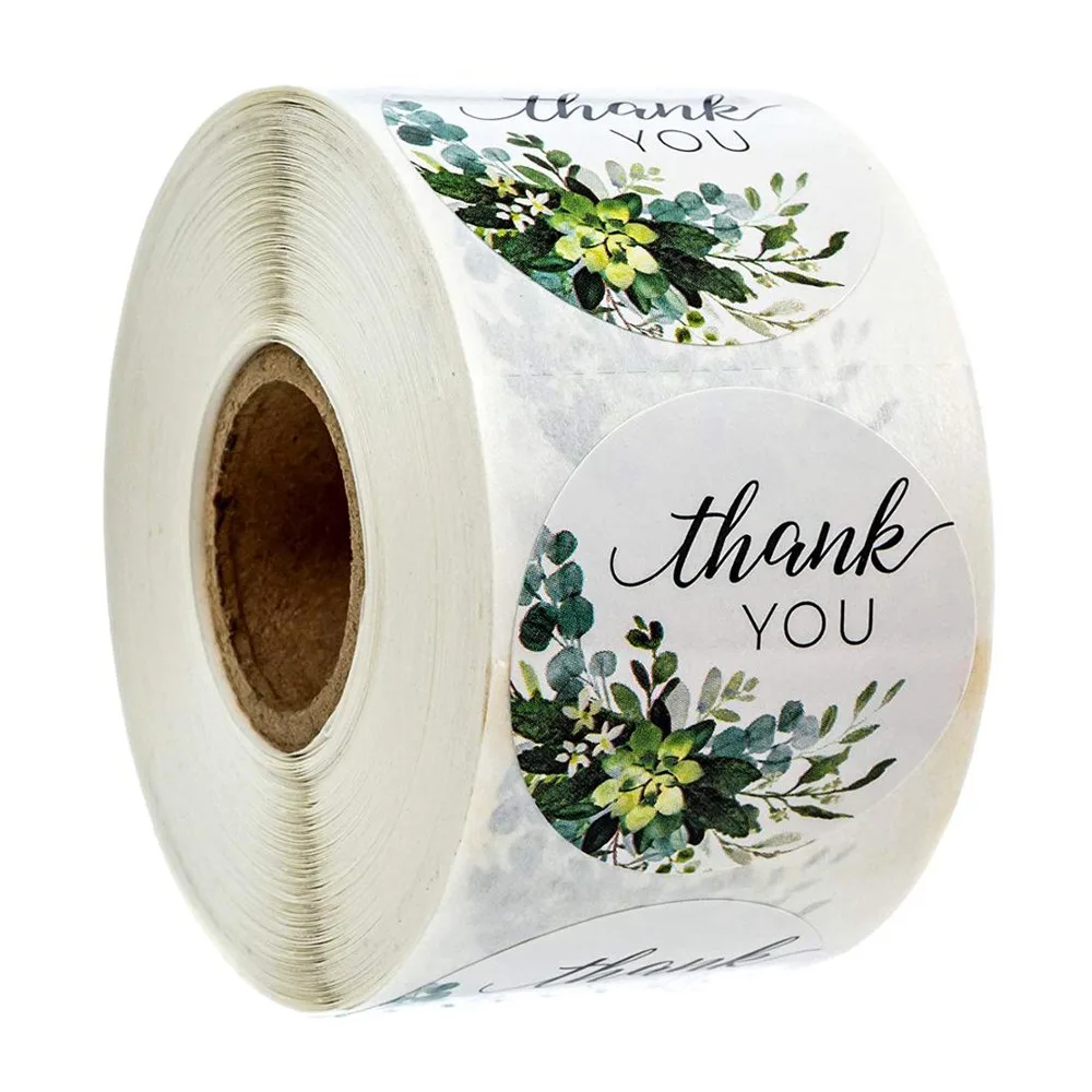 100-500PCS 1inch Round Flower Thank You Stickers Seal Labels for Gift Packaging Decoration Stationery Sticker Custom Labels