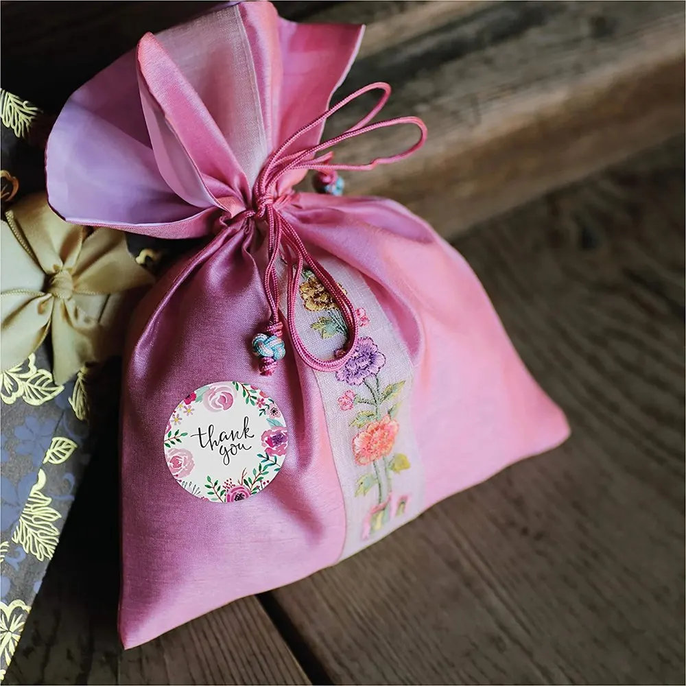 100-500PCS 1inch Round Flower Thank You Stickers Seal Labels for Gift Packaging Decoration Stationery Sticker Custom Labels