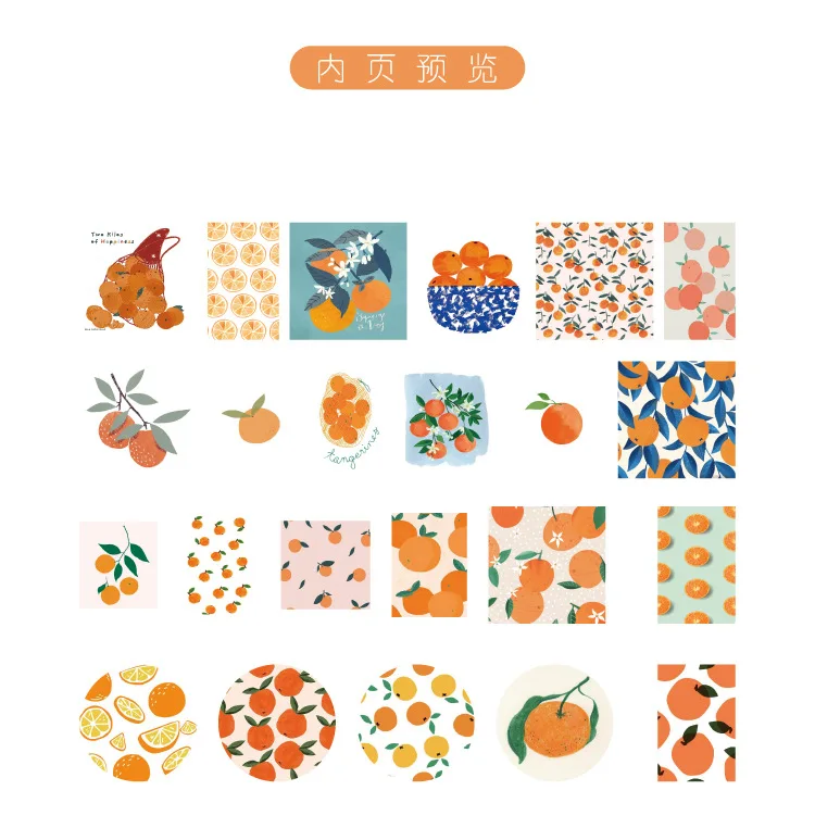 46Pcs Fresh Fruits Orange Stationery Stickers Set for Kids DIY Craft Journal Label Scrapbooking Boys Girls Craft Supplies