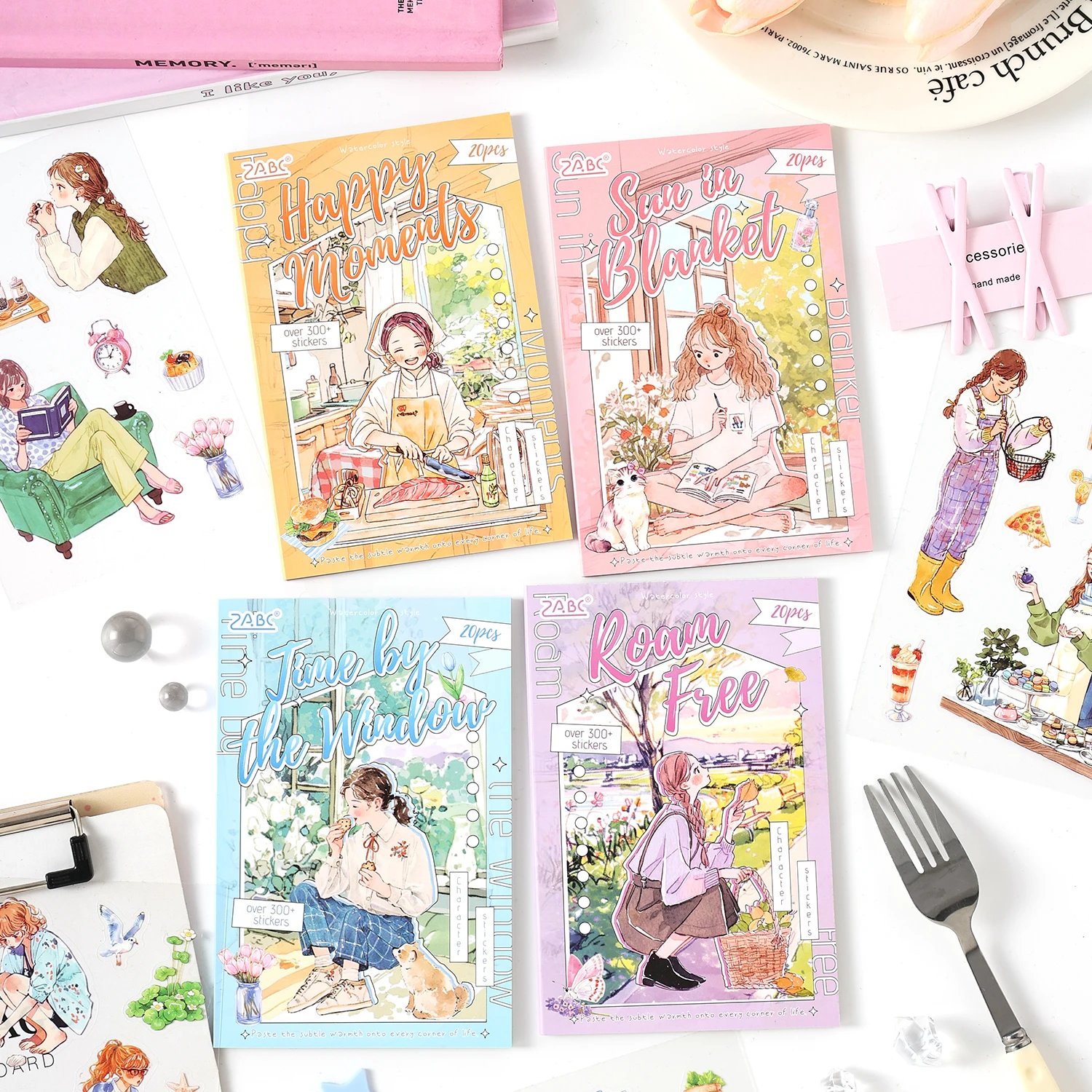 Mr. Paper 20pcs/Pack Cute Character PET Sticker Book for DIY Journal Phone Case Scrapbook Envelope Greeting Card Calendar