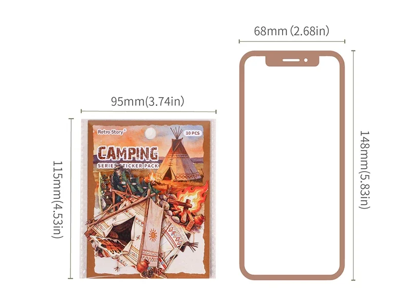 JIANWU Vintage Camping Tent Landscape Material Collage Scrapbooking Sticker Creative DIY Journal Stationery