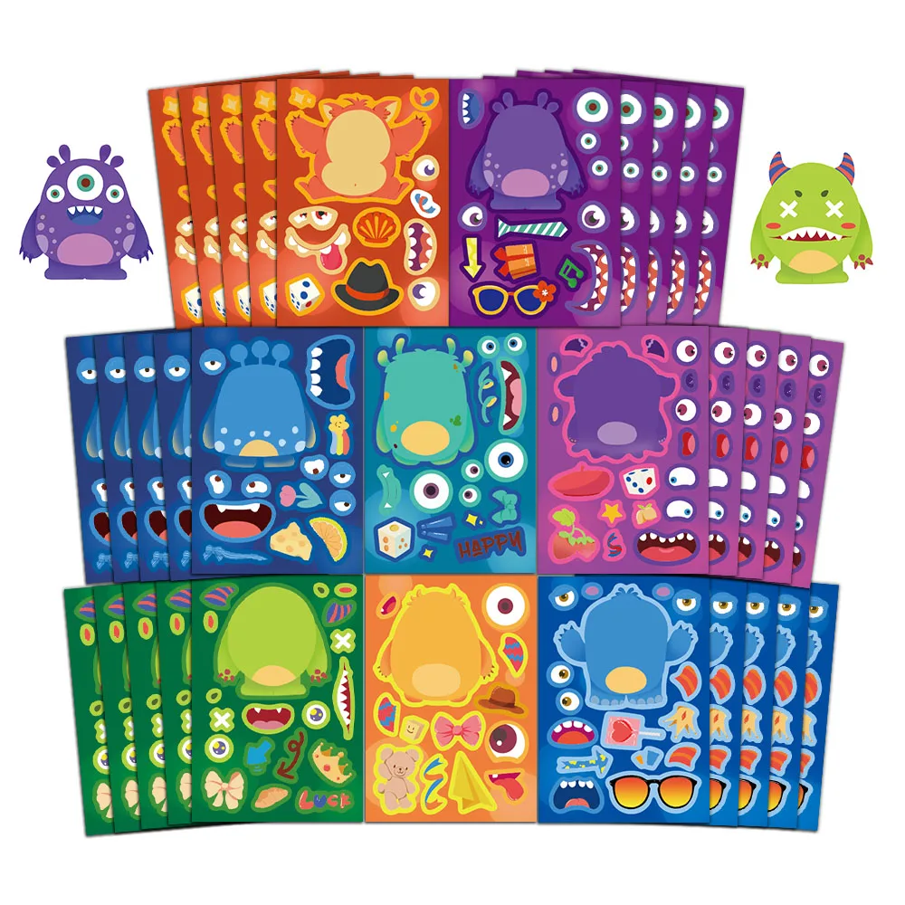 8PCS Little Monster Face Changing Stickers DIY Account Materials Phone Cases Laptops Suitcases Water Cups Waterproof Stickers
