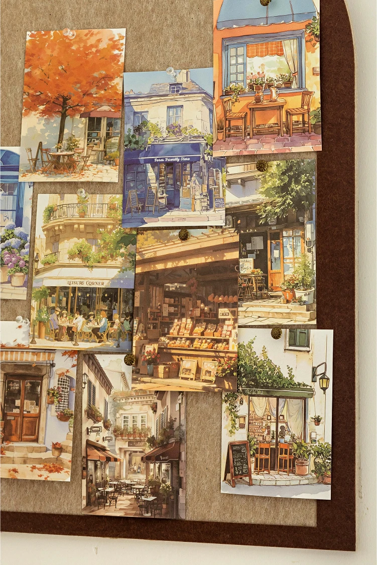 32pcs Japanese landscape PET+paper die-cutting stickers DIY collage stickers cutting materials handmade diary album