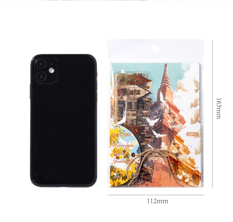 32pcs Japanese landscape PET+paper die-cutting stickers DIY collage stickers cutting materials handmade diary album