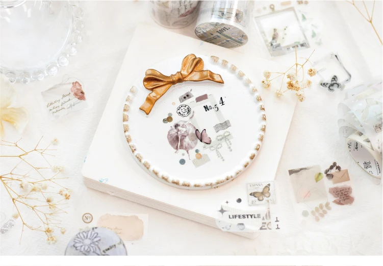 Journal GO 5x200cm Fragrance of Flowers PET Tape Foggy Masking Tape Sticker for Scrapbooking Journal Card Making Stationery