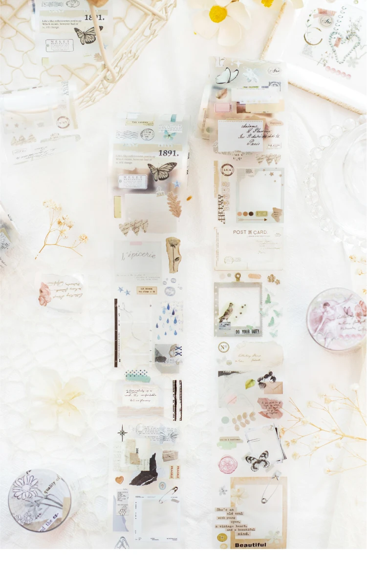 Journal GO 5x200cm Fragrance of Flowers PET Tape Foggy Masking Tape Sticker for Scrapbooking Journal Card Making Stationery