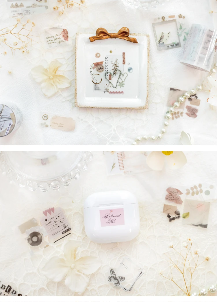 Journal GO 5x200cm Fragrance of Flowers PET Tape Foggy Masking Tape Sticker for Scrapbooking Journal Card Making Stationery