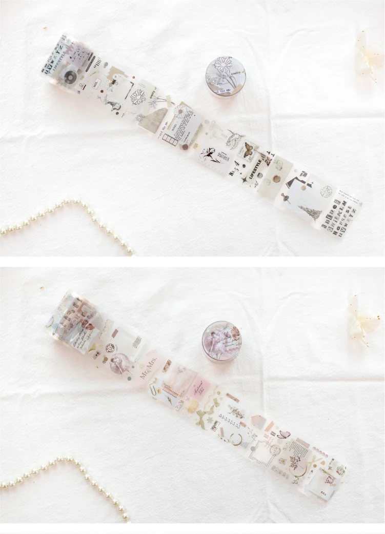 Journal GO 5x200cm Fragrance of Flowers PET Tape Foggy Masking Tape Sticker for Scrapbooking Journal Card Making Stationery