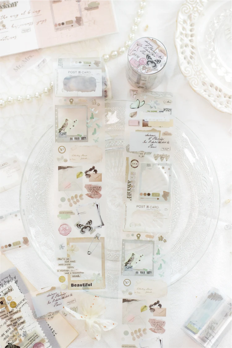 Journal GO 5x200cm Fragrance of Flowers PET Tape Foggy Masking Tape Sticker for Scrapbooking Journal Card Making Stationery