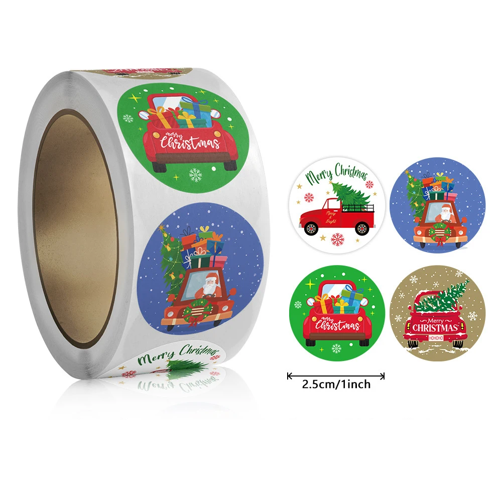 500pcs Merry Christmas Stickers 1 inch Round Christmas Tags Stickers for Kids Gift Baking Package Envelope Stationery Decor