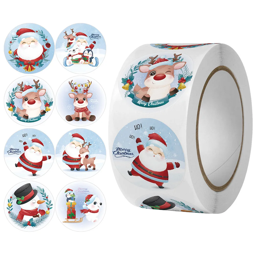 500pcs Merry Christmas Stickers 1 inch Round Christmas Tags Stickers for Kids Gift Baking Package Envelope Stationery Decor