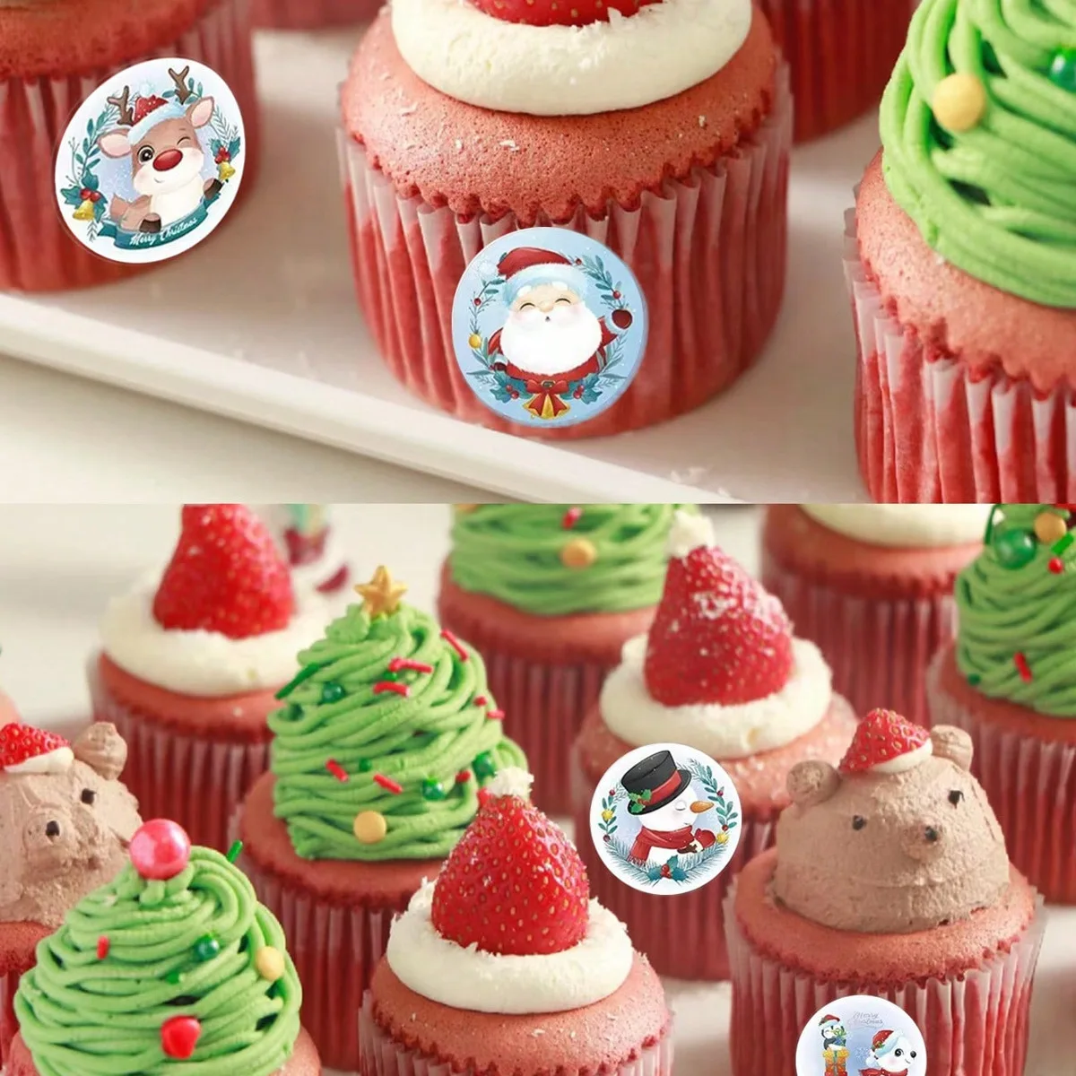 500pcs Merry Christmas Stickers 1 inch Round Christmas Tags Stickers for Kids Gift Baking Package Envelope Stationery Decor