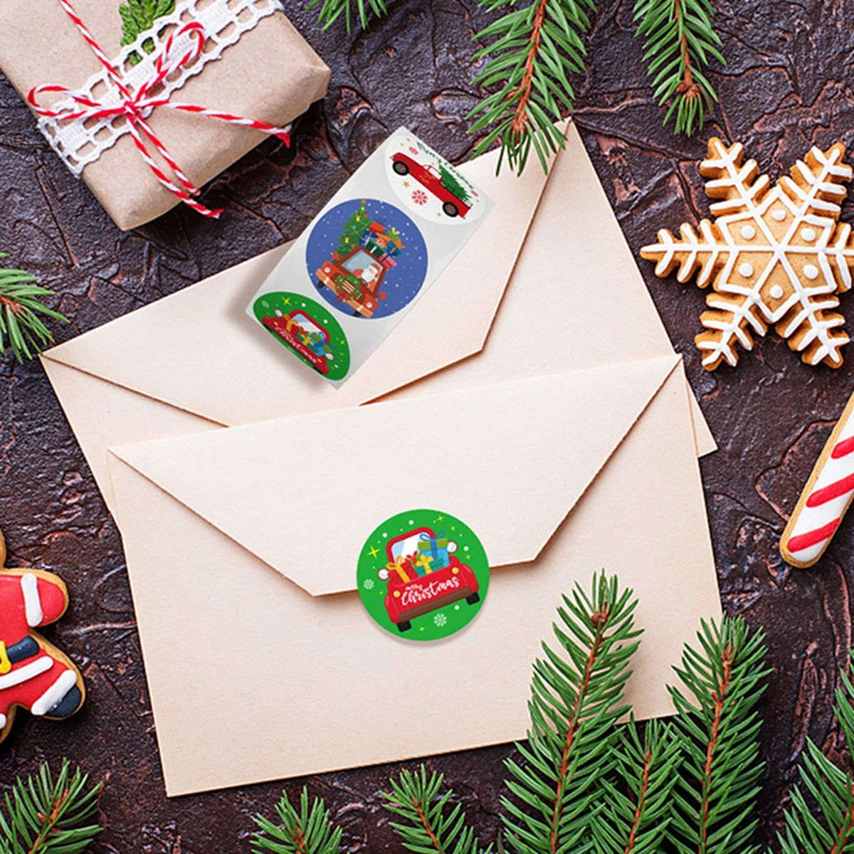 500pcs Merry Christmas Stickers 1 inch Round Christmas Tags Stickers for Kids Gift Baking Package Envelope Stationery Decor
