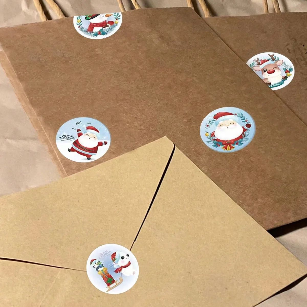 500pcs Merry Christmas Stickers 1 inch Round Christmas Tags Stickers for Kids Gift Baking Package Envelope Stationery Decor