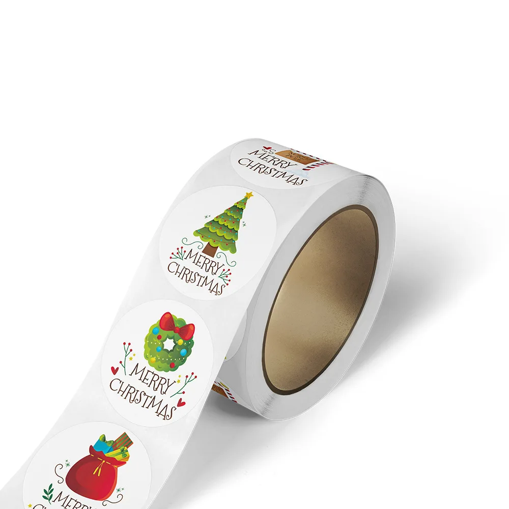 500pcs Merry Christmas Stickers 1 inch Round Christmas Tags Stickers for Kids Gift Baking Package Envelope Stationery Decor