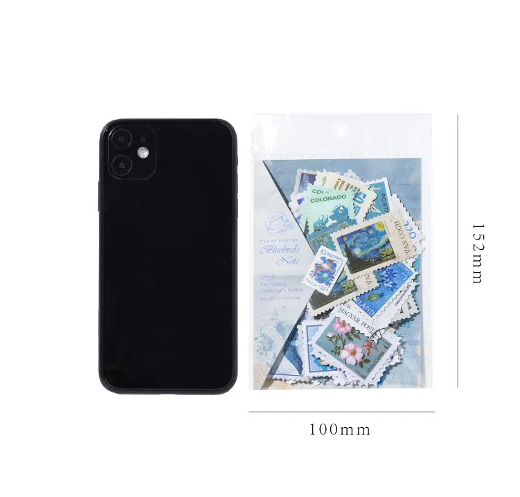 JIANWU Stamp Collector Series Vintage Plant Flower Stamp Landscape Material Collage Sticker Creative DIY Journal Stationery