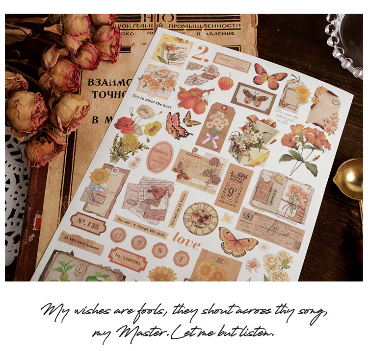 Card Lover [Butterfly Garden Series] Vintage Journal Stickers Washi Paper Sticker Paper Scrapbooking Material Scrapbook Kit