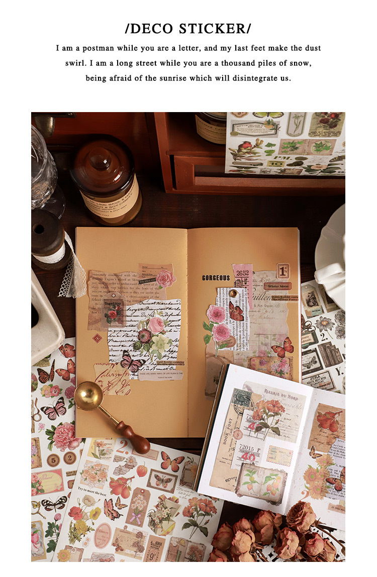 Card Lover [Butterfly Garden Series] Vintage Journal Stickers Washi Paper Sticker Paper Scrapbooking Material Scrapbook Kit
