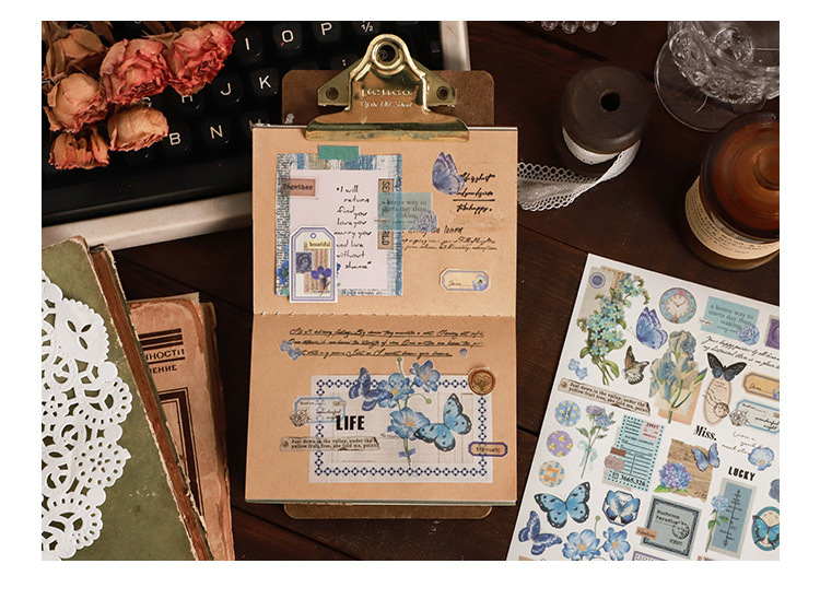 Card Lover [Butterfly Garden Series] Vintage Journal Stickers Washi Paper Sticker Paper Scrapbooking Material Scrapbook Kit