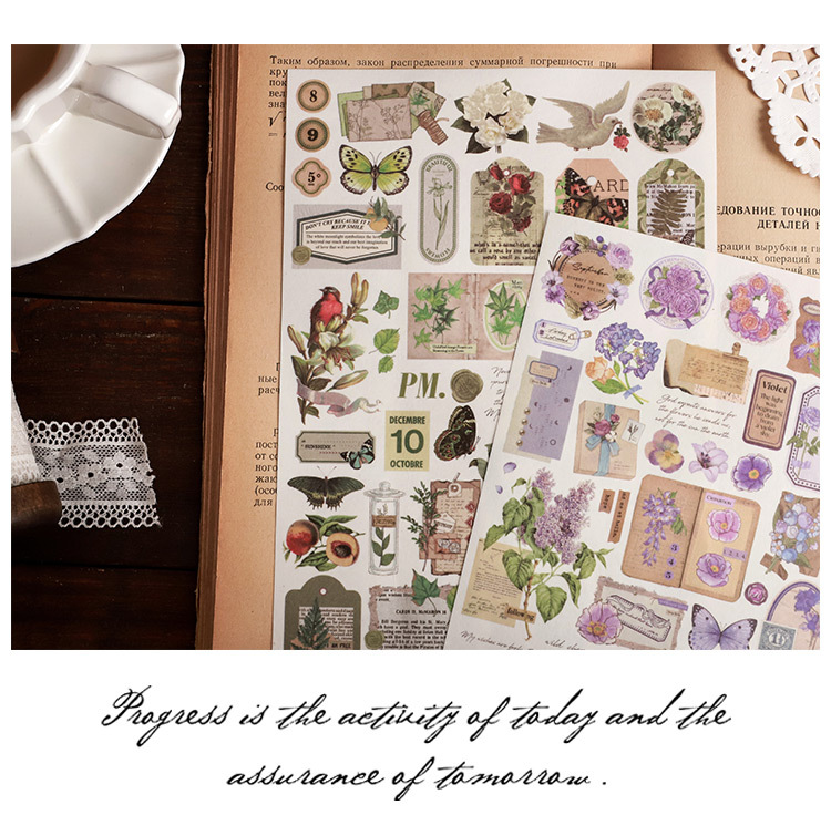 Card Lover [Butterfly Garden Series] Vintage Journal Stickers Washi Paper Sticker Paper Scrapbooking Material Scrapbook Kit