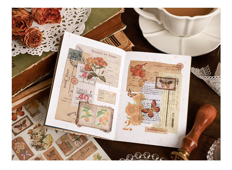 Card Lover [Butterfly Garden Series] Vintage Journal Stickers Washi Paper Sticker Paper Scrapbooking Material Scrapbook Kit