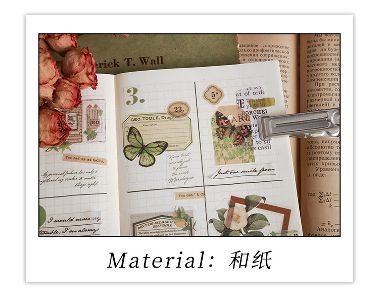 Card Lover [Butterfly Garden Series] Vintage Journal Stickers Washi Paper Sticker Paper Scrapbooking Material Scrapbook Kit