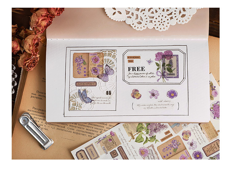 Card Lover [Butterfly Garden Series] Vintage Journal Stickers Washi Paper Sticker Paper Scrapbooking Material Scrapbook Kit