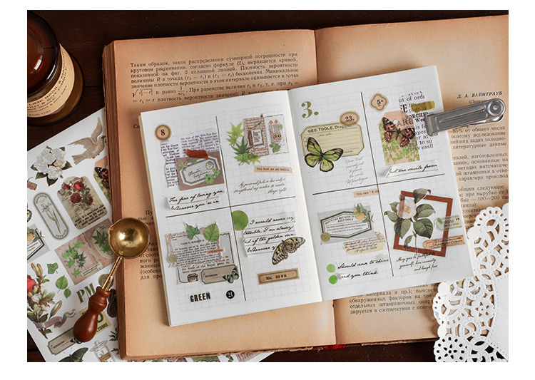 Card Lover [Butterfly Garden Series] Vintage Journal Stickers Washi Paper Sticker Paper Scrapbooking Material Scrapbook Kit