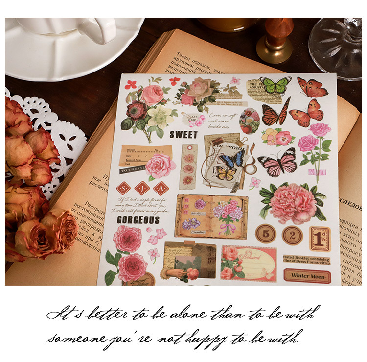 Card Lover [Butterfly Garden Series] Vintage Journal Stickers Washi Paper Sticker Paper Scrapbooking Material Scrapbook Kit