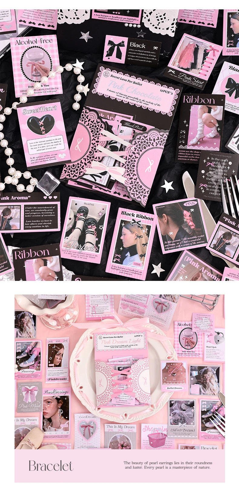30pcs Kawaii Ins Sweet Girl Handbook Decorative Sticker Pack DIY Diary Handmade Scrapbook Material Stickers