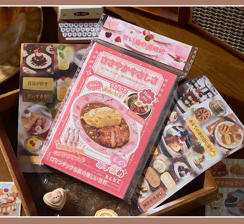 30sheets Kawaii Japanese Baking Dessert Food Die Cutting Sticker Book DIY Diary Scrapbook Aesthetic Stationery Stickers