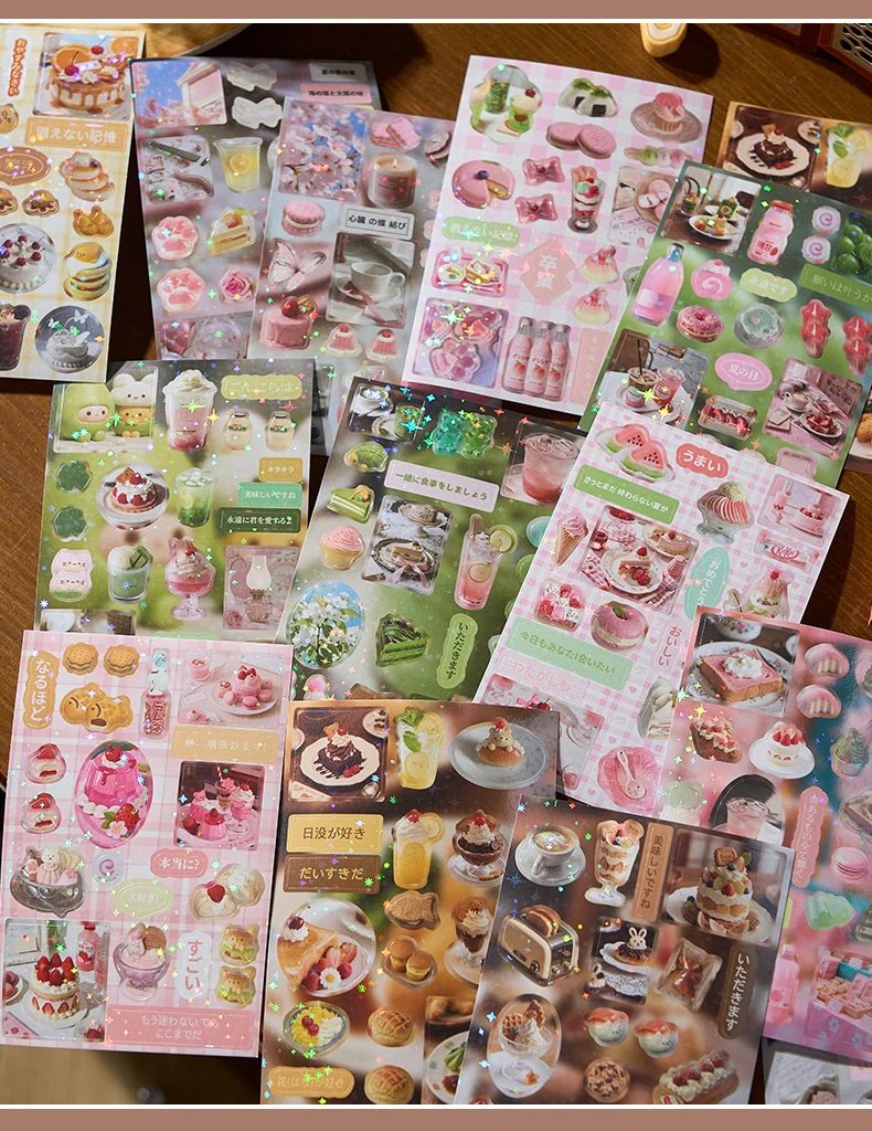 30sheets Kawaii Japanese Baking Dessert Food Die Cutting Sticker Book DIY Diary Scrapbook Aesthetic Stationery Stickers