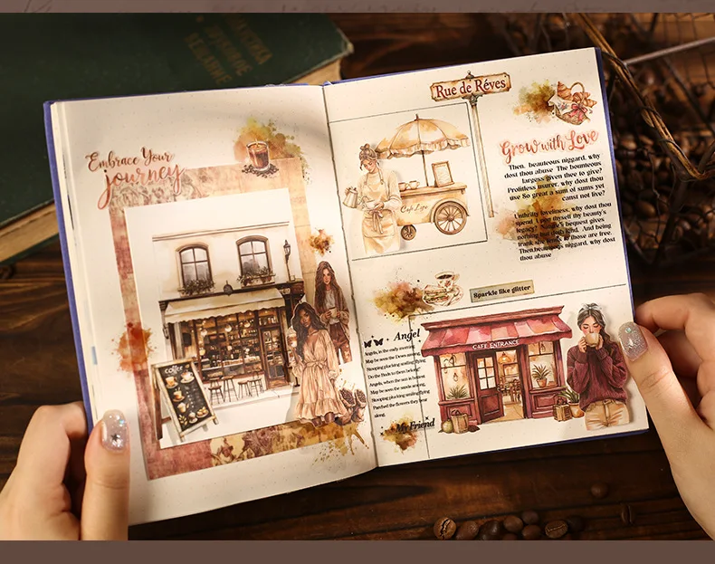 20pcs/1lot kawaii Stationery Sticker The Story of the Coffee Shop  Planner junk journal Decorative Scrapbooking Craft Sticker
